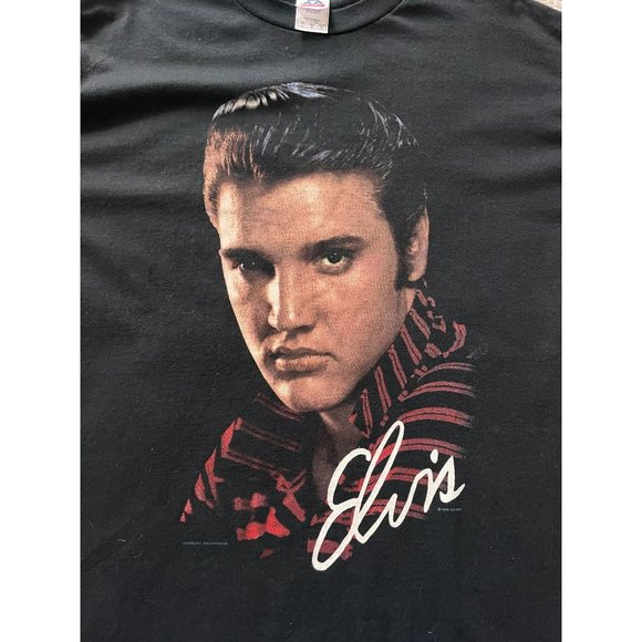 ELVIS PRESLEY VINTAGE SIGNATURE 90S BLACK T SHIRT SIZE LARGE BAND CONCERT 1990 - Picture 3 of 6